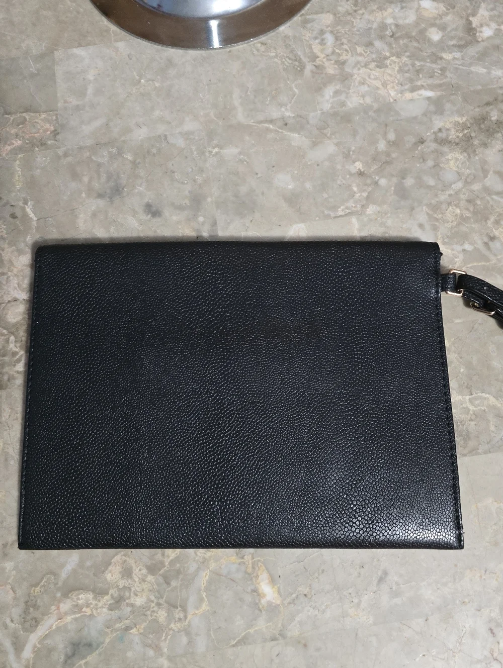 Stella & Dot Avalon Black Envelope Clutch Wristlet w/ Rose Gold Metal Accent